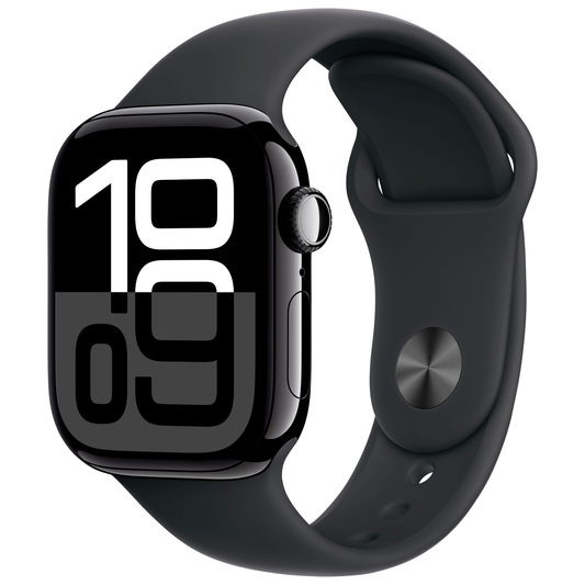 Apple Watch Series 10 GPS 42 mm Aluminiumgehäuse Sport Band Schwarz S/M